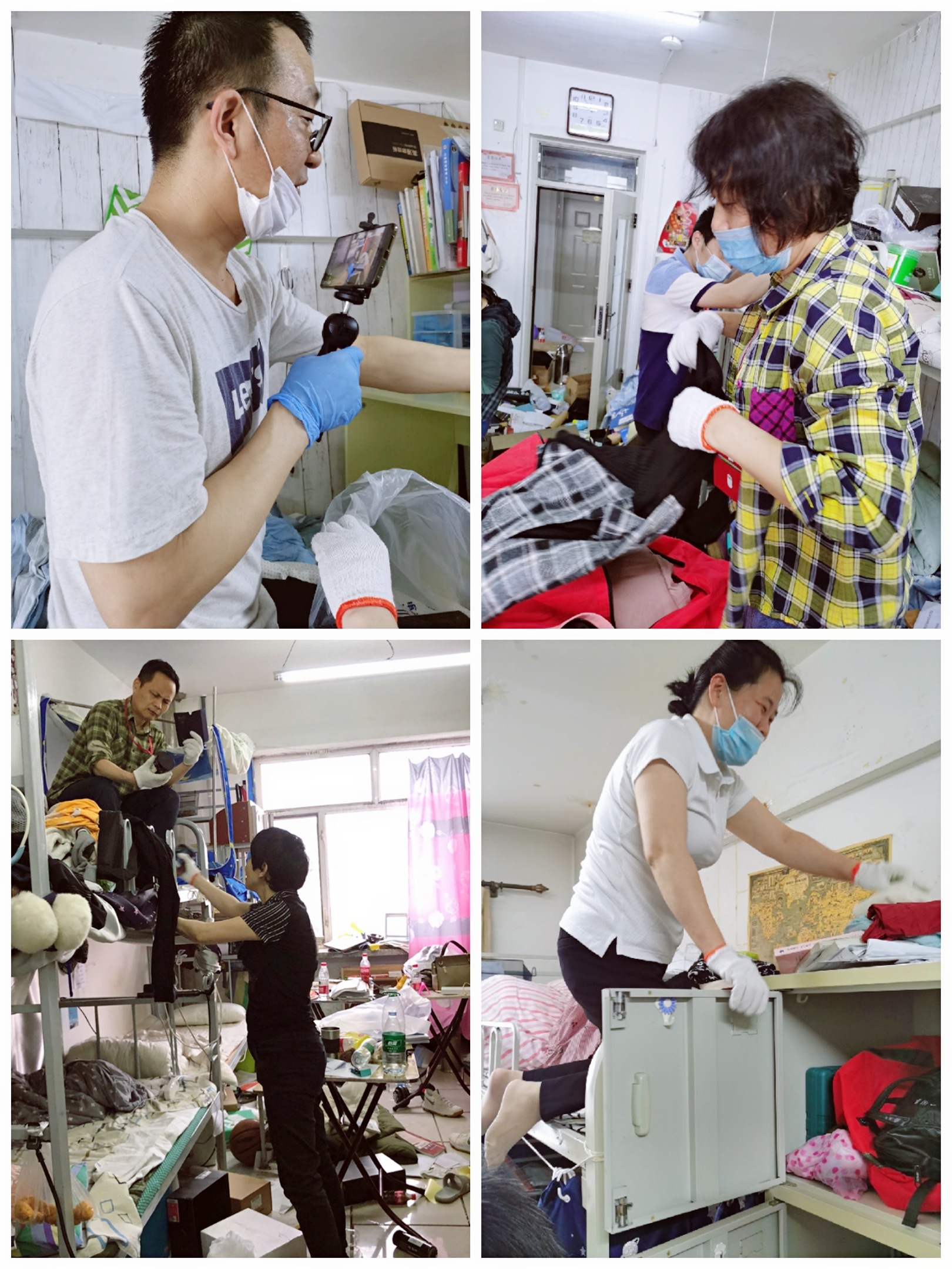 老师们耐心地整理行李