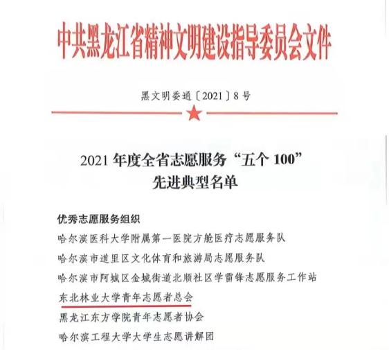 喜报丨东林青年志愿者总会获评黑龙江省“优秀志愿服务组织”